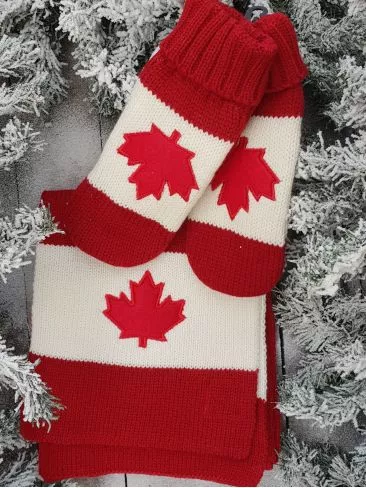 Set Froid "Couleurs Canada" - Echarpe et Mitaines